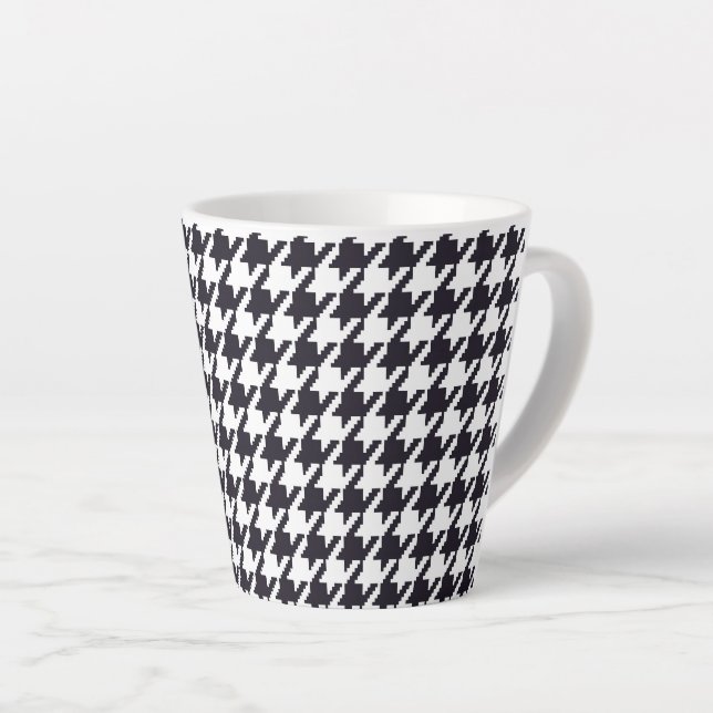 Tasse Latte Houndstooth noir et blanc classique (Angle droit)
