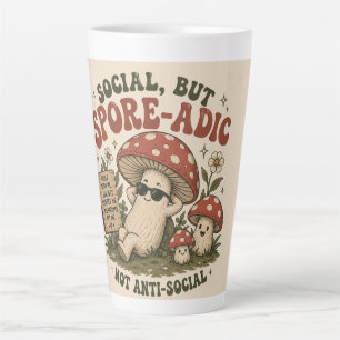 Tasse Latte Humeur Sporadique – Design Rétro Champignon Mignon