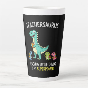 Tasse Latte Humour de professeur Teachersaurus avec de petits