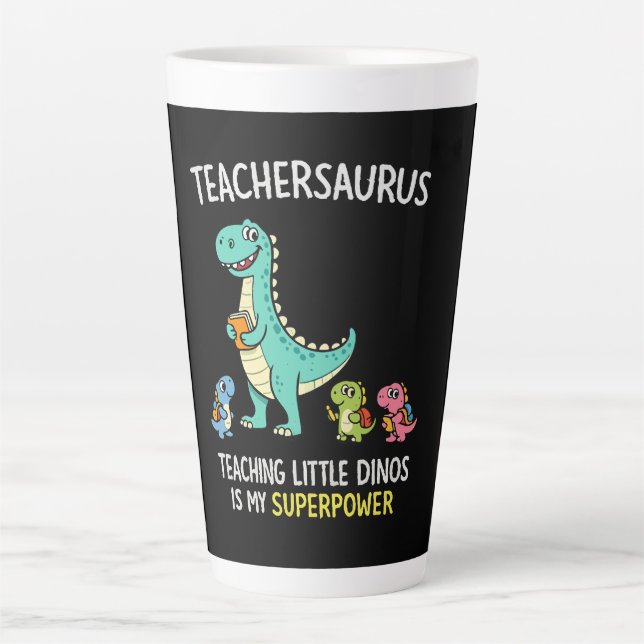 Tasse Latte Humour de professeur Teachersaurus avec de petits  (Devant)