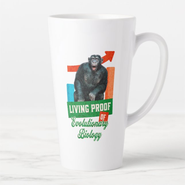 Tasse Latte Humour Évolutionnaire Biologie Chimpanzé Drôle (Droite)