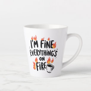 Tasse Latte Humour Noir Relatable avec des Flammes