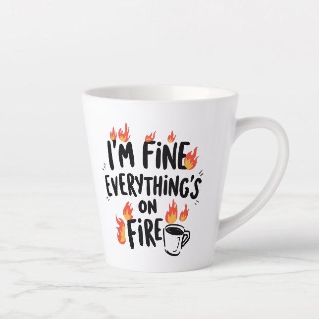 Tasse Latte Humour Noir Relatable avec des Flammes (Droite)