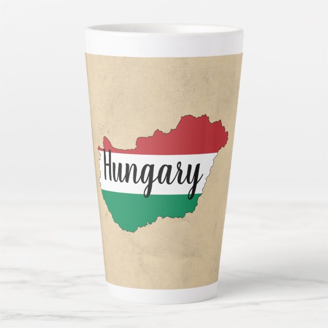 Tasse Latte Hungary Flag Silhouette (Devant)