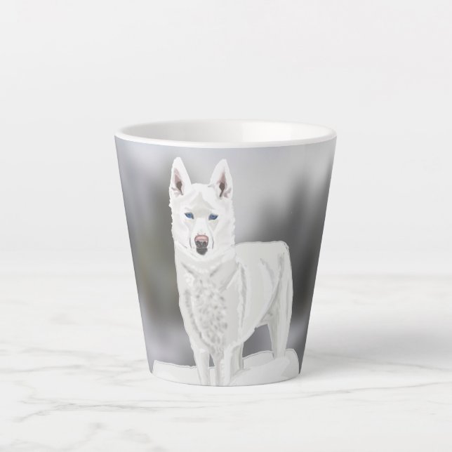 Tasse Latte Husky Blanc (Devant)