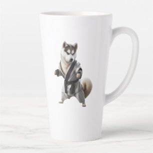 Tasse Latte Husky Dog Jouer Karate, Champion de Karate Husky D