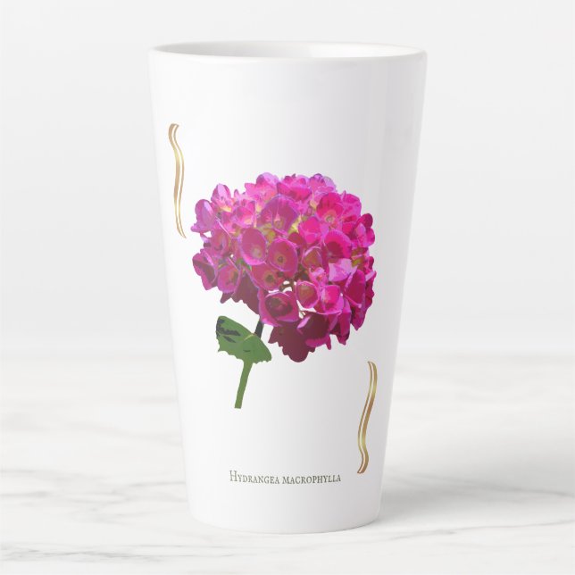 Tasse Latte Hydrangea Bloom – Vintage Botanical Fuchsia (Devant)