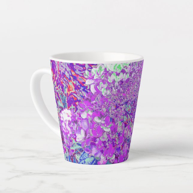 Tasse Latte Hydrangea élégant violet et bleu limelight (Angle gauche)