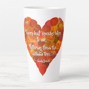 Tasse Latte I Love Automne—Rouge Aspen Leaf Heart 1, Citation