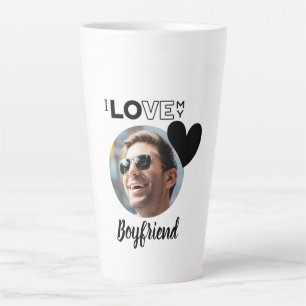 Tasse Latte I Love My BOYFRIEND Photo Cadeau Mari Fiance PÈRE