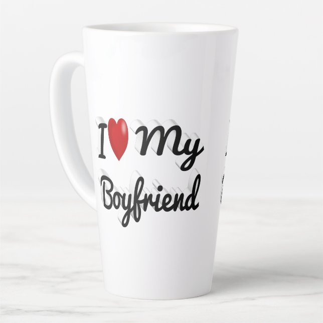 Tasse Latte I Love My Boyfriend texte noir mignon (Angle gauche)