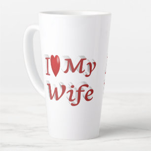 Tasse Latte I Love My Wife texte rouge mignon