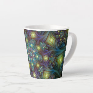 Tasse Latte Illuminé Abstrait brillant Turquoise violet Fracta