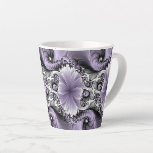 Tasse Latte Illusion de lilas Art floral abstrait fractal Fant