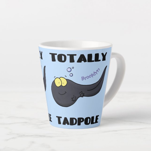 Tasse Latte Illustration amusante de dessin animé en têtard (Angle droit)
