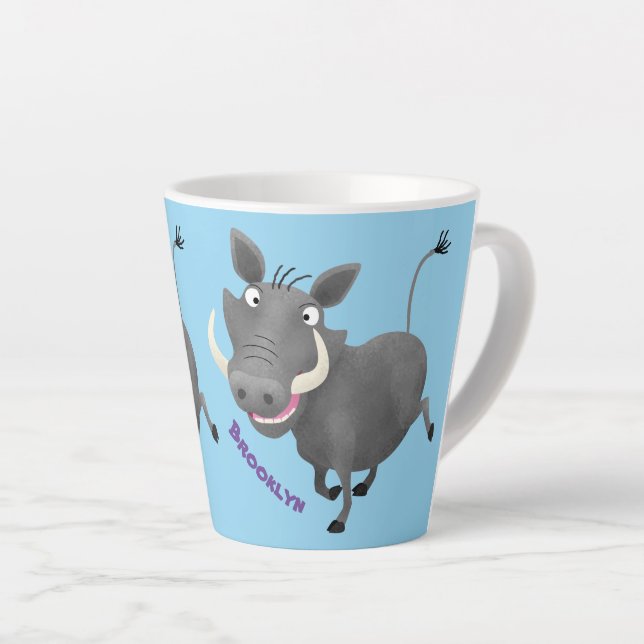 Tasse Latte Illustration amusante d'un cochon de phacochère af (Angle droit)
