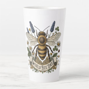 Tasse Latte Illustration botanique vintage pour la Journée mon