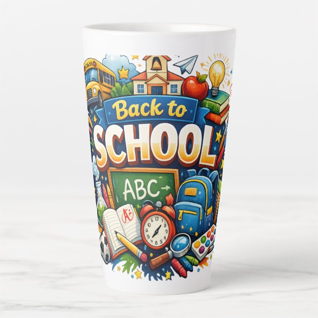 Tasse Latte  Illustration colorée de rentrée scolaire  (Devant)