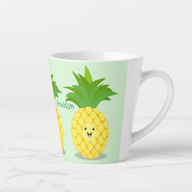 Tasse Latte Illustration d'ananas mignon (Droite)