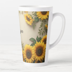 Tasse Latte Illustration d'arrangement élégant de tournesols