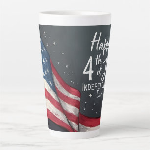 Tasse Latte Illustration d'art de drapeau vintage pour le 4 ju