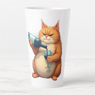 Tasse Latte Illustration d'art moderne de chat ivre de luxe