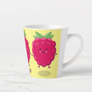 Tasse Latte Illustration de bande dessinée de framboise mignon
