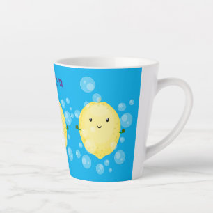 Tasse Latte Illustration de bulles de caricatures de citron mo