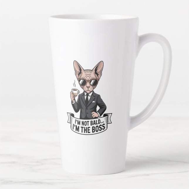 Tasse Latte Illustration de café avec chat Sphynx boss (Droite)