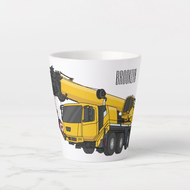 Tasse Latte Illustration de camion de grue (Devant)