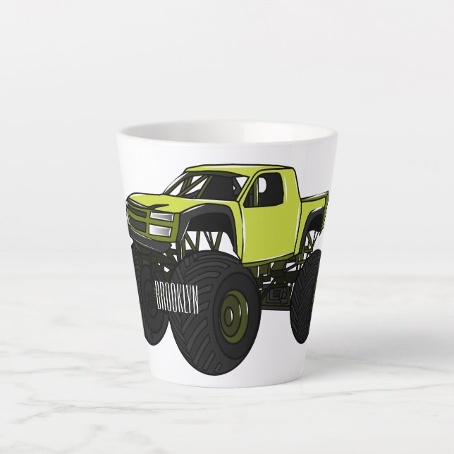 Tasse Latte Illustration de camion monstre (Devant)