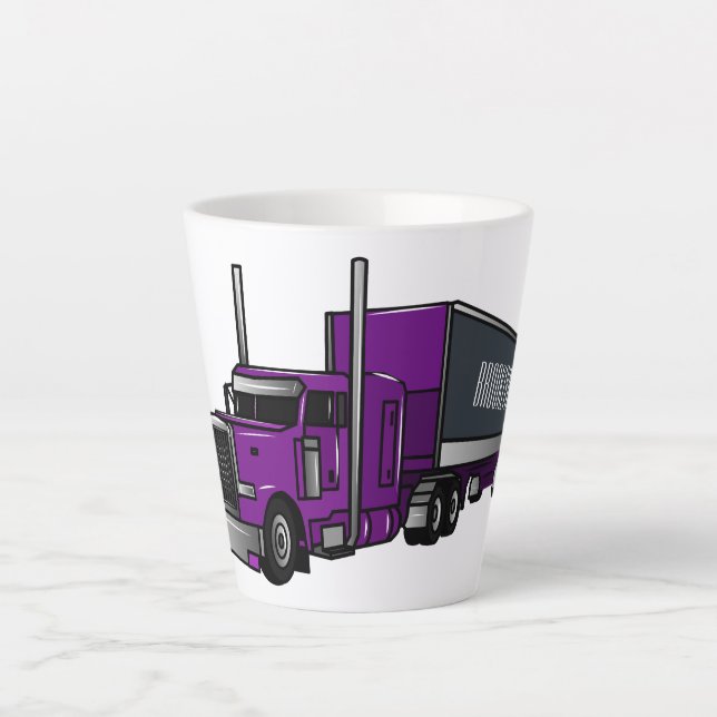 Tasse Latte Illustration de camion semi-remorque (Devant)