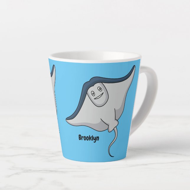 Tasse Latte Illustration de cartoon de poisson raie pastenague (Angle droit)