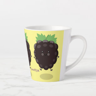 Tasse Latte Illustration de cartoon mûre violette mignonne et