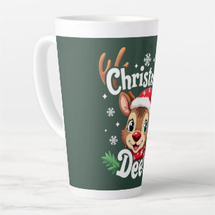 Tasse Latte Illustration de cerf de Noël mignon
