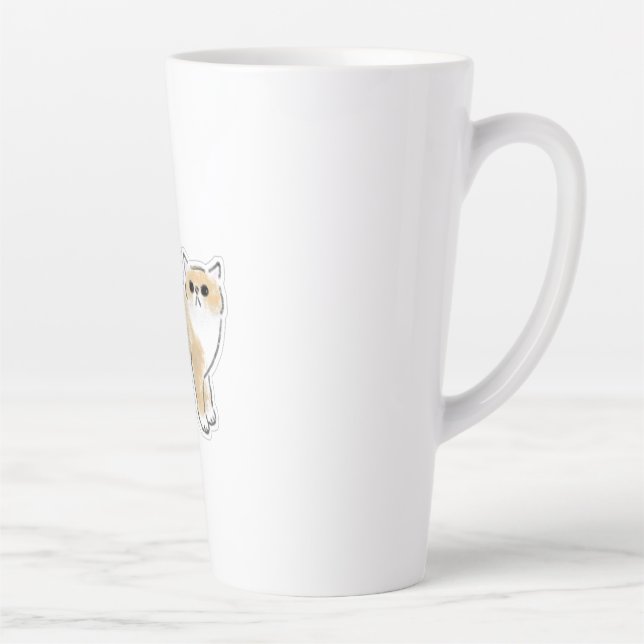 Tasse Latte Illustration de chat mignonne à l'aquarelle (Droite)