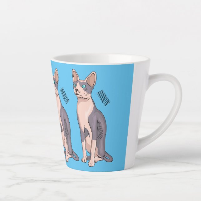 Tasse Latte illustration de chat Sphynx de dessin animé (Droite)