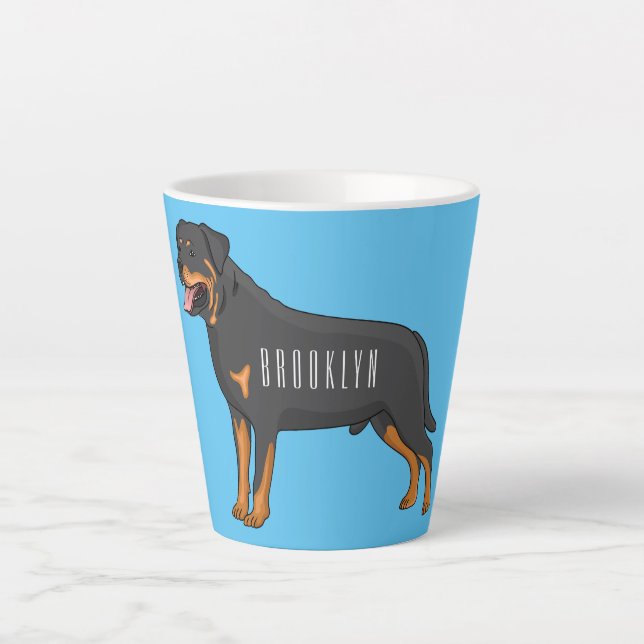 Tasse Latte Illustration de chien Rottweiler (Devant)
