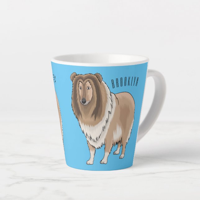 Tasse Latte Illustration de chien Rough collie (Angle droit)
