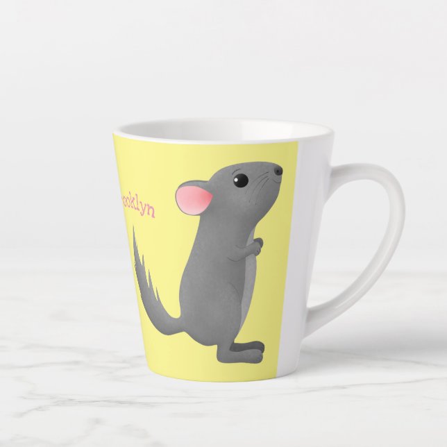 Tasse Latte Illustration de chinchilla gris mignon (Droite)