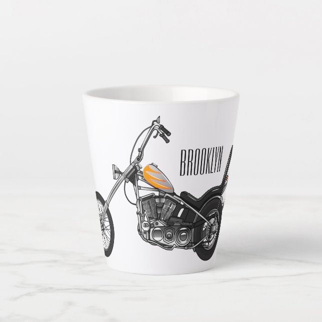Tasse Latte Illustration de Chopper Motorcycle 1950 (Devant)