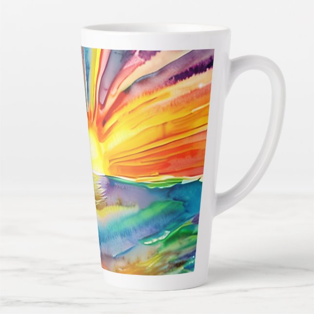 Tasse Latte Illustration de coucher de soleil vibrant reflet d (Droite)