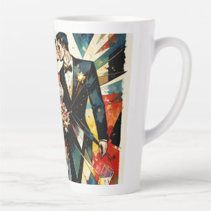 Tasse Latte Illustration de couple de mariage Art Déco moderne