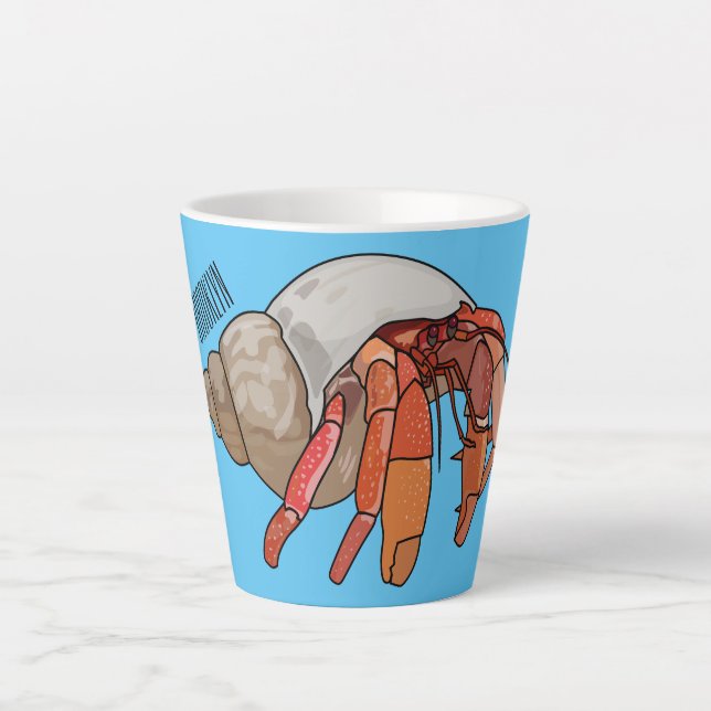 Tasse Latte illustration de crabe solitaire de dessin animé (Devant)