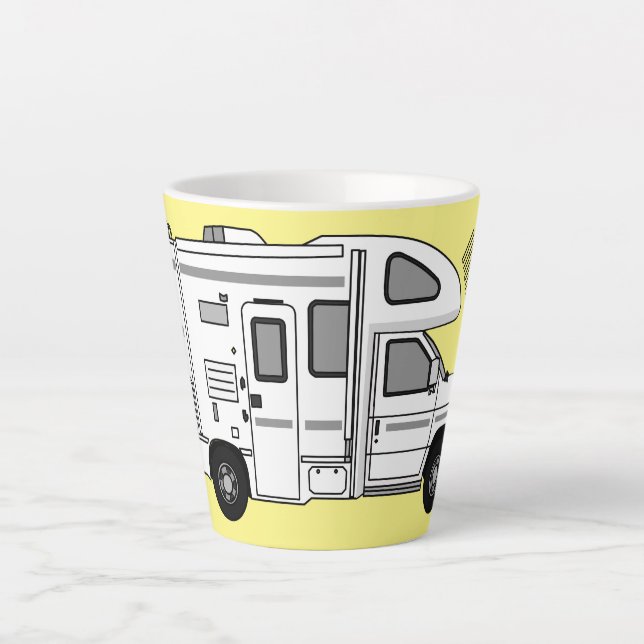 Tasse Latte Illustration de dessin animé Campervan (Devant)