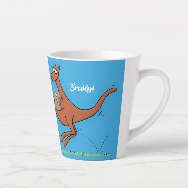 Tasse Latte Illustration de dessin animé Cute kangaroo et koal (Droite)