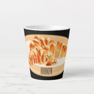Tasse Latte Illustration de dessin animé de croissant