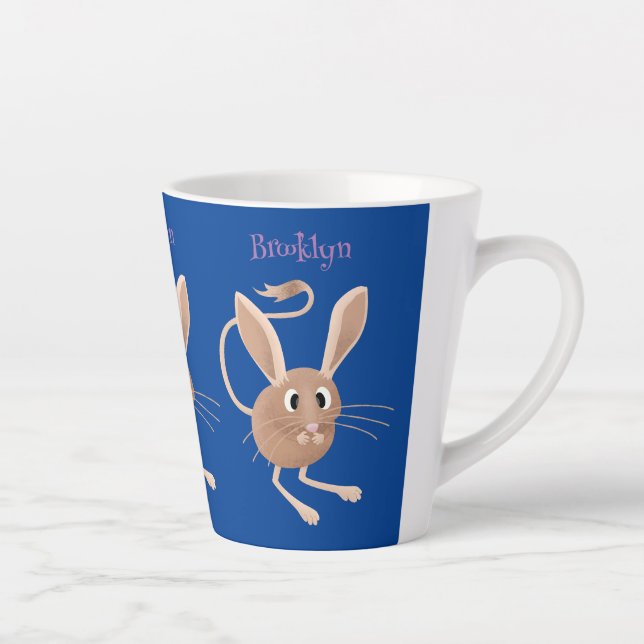 Tasse Latte Illustration de dessin animé de jerboa aux longues (Droite)