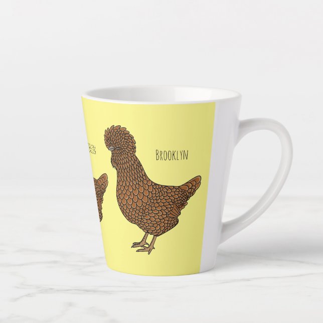Tasse Latte illustration de dessin animé de poulet polonais ch (Droite)