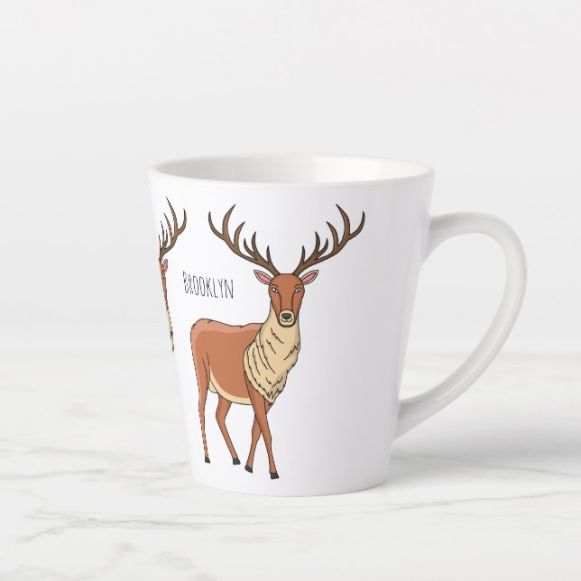 Tasse Latte Illustration de dessin animé de renne (Droite)